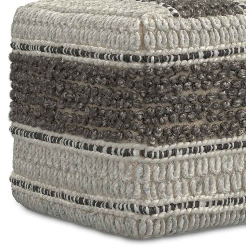 18" Brown Wool Pouf Ottoman