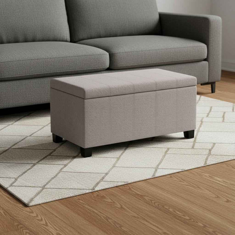 36" Dark Brown and Cloud Upholstery Storage Ottoman