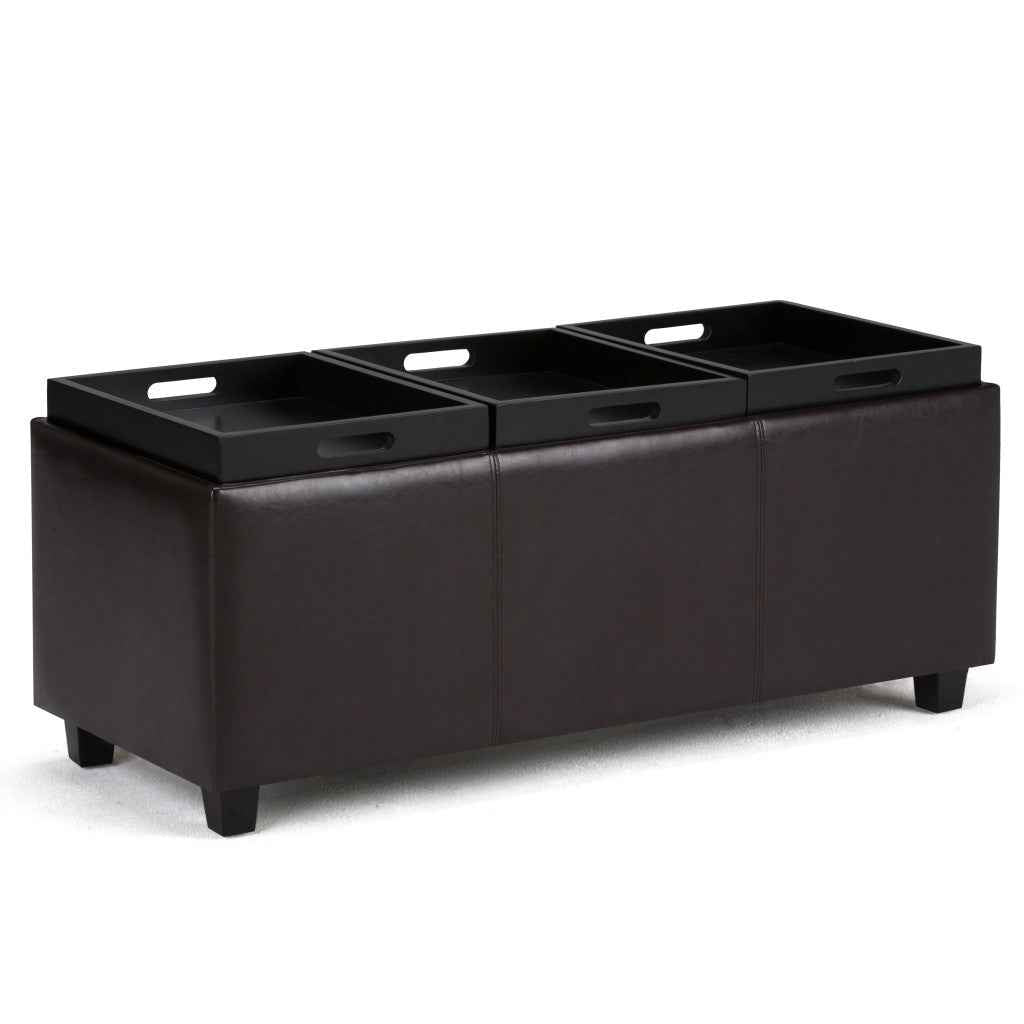 42" Dark Brown and Brown Upholstery Storage Ottoman