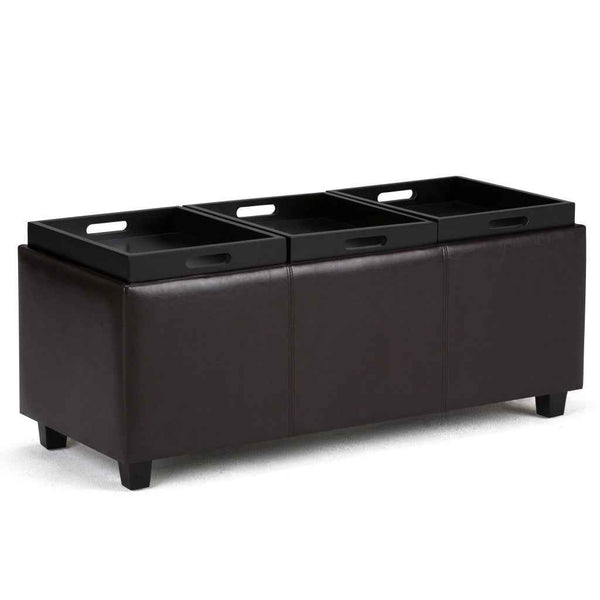 42" Dark Brown and Brown Upholstery Storage Ottoman