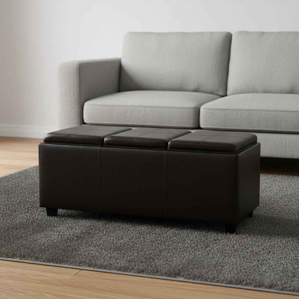 42" Dark Brown and Brown Upholstery Storage Ottoman