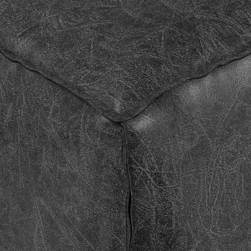 18" Black Faux Leather Pouf Ottoman