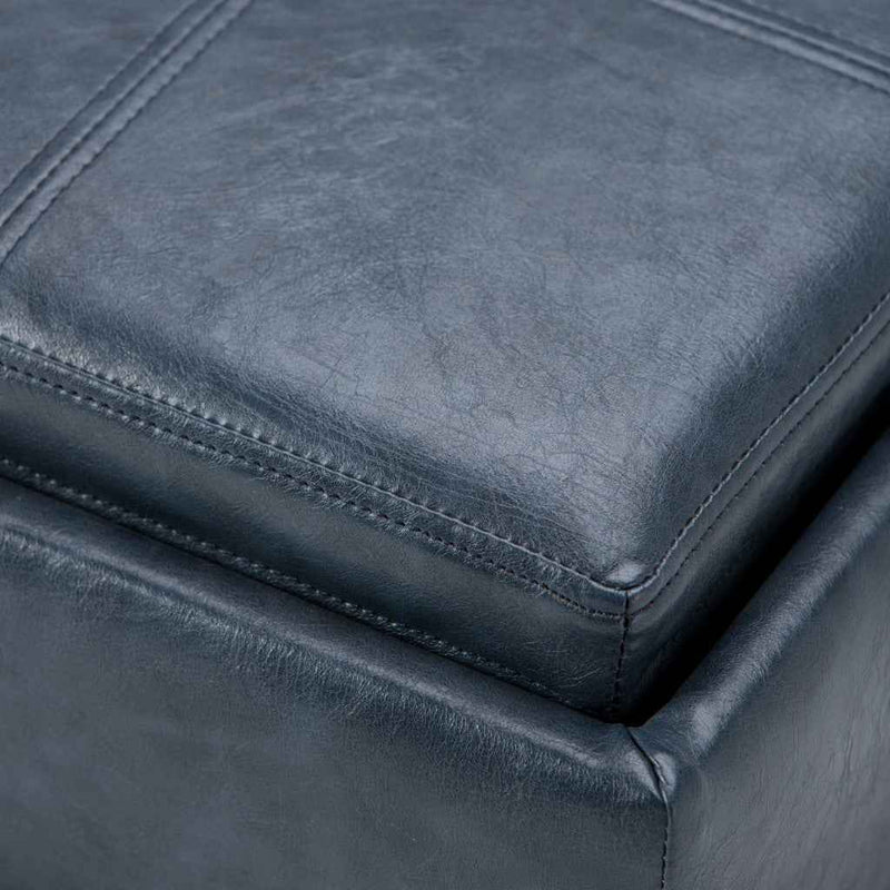 17" Denim Blue Upholstery Storage Ottoman