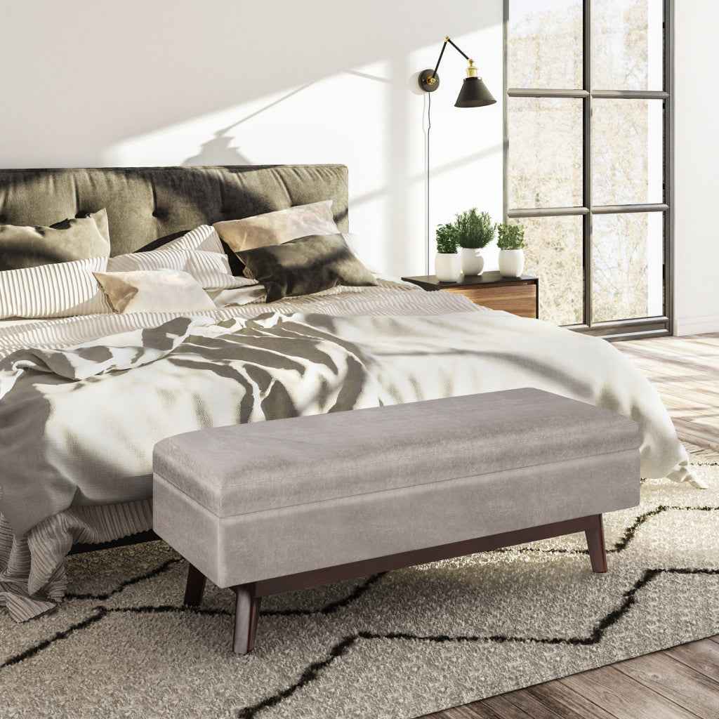 48" Gray and Brown Leather Cocktail Ottoman With Storage