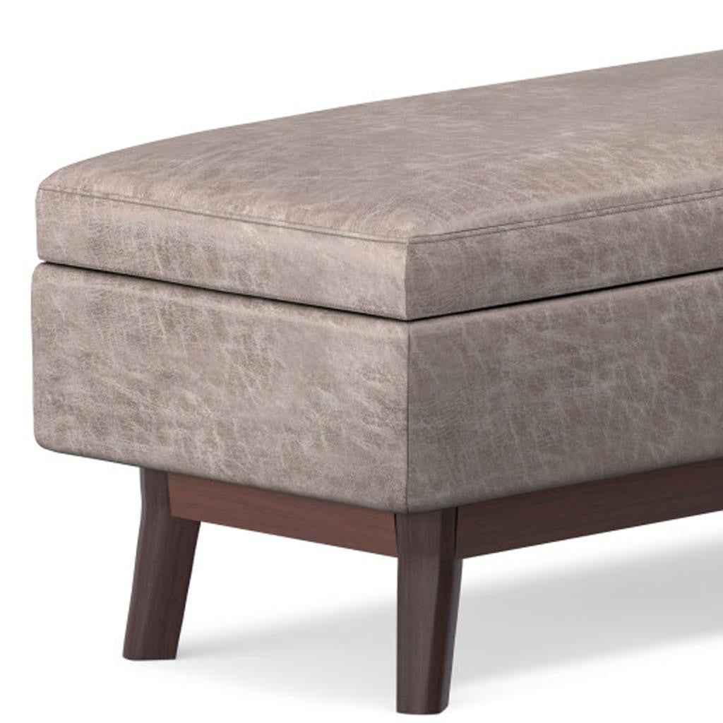 48" Gray and Brown Leather Cocktail Ottoman With Storage