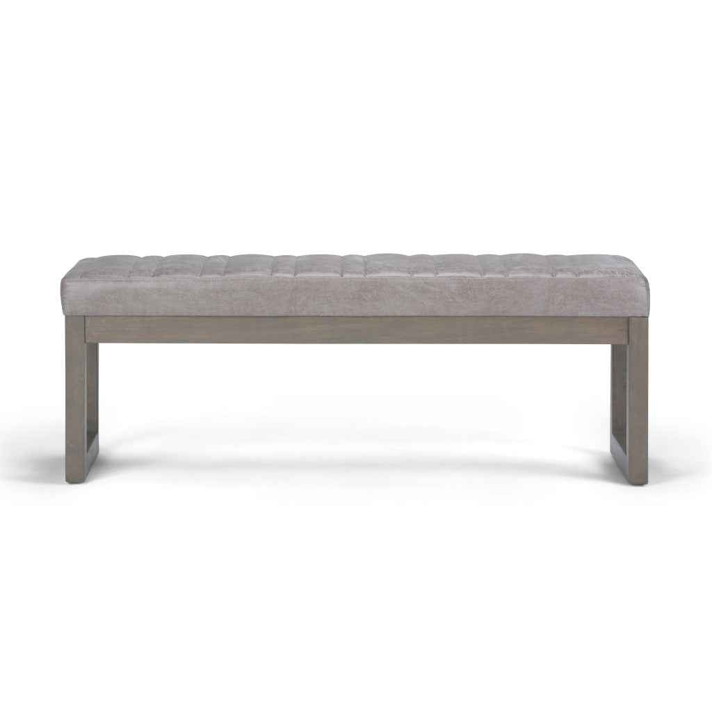 48" Gray and Brown Leather Ottoman