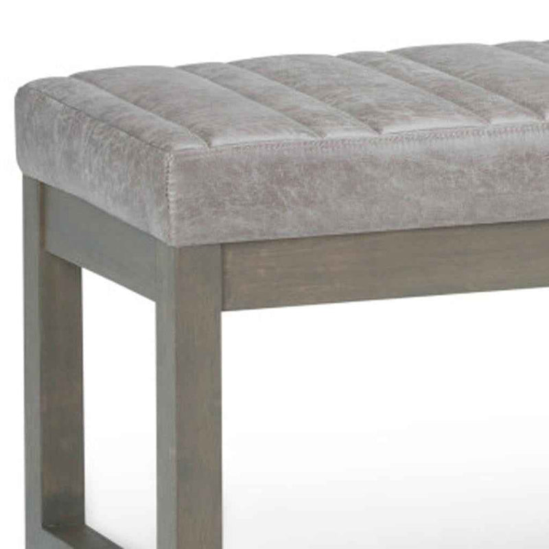 48" Gray and Brown Leather Ottoman