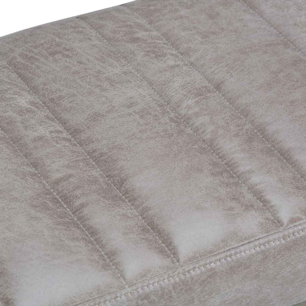 48" Gray and Brown Leather Ottoman