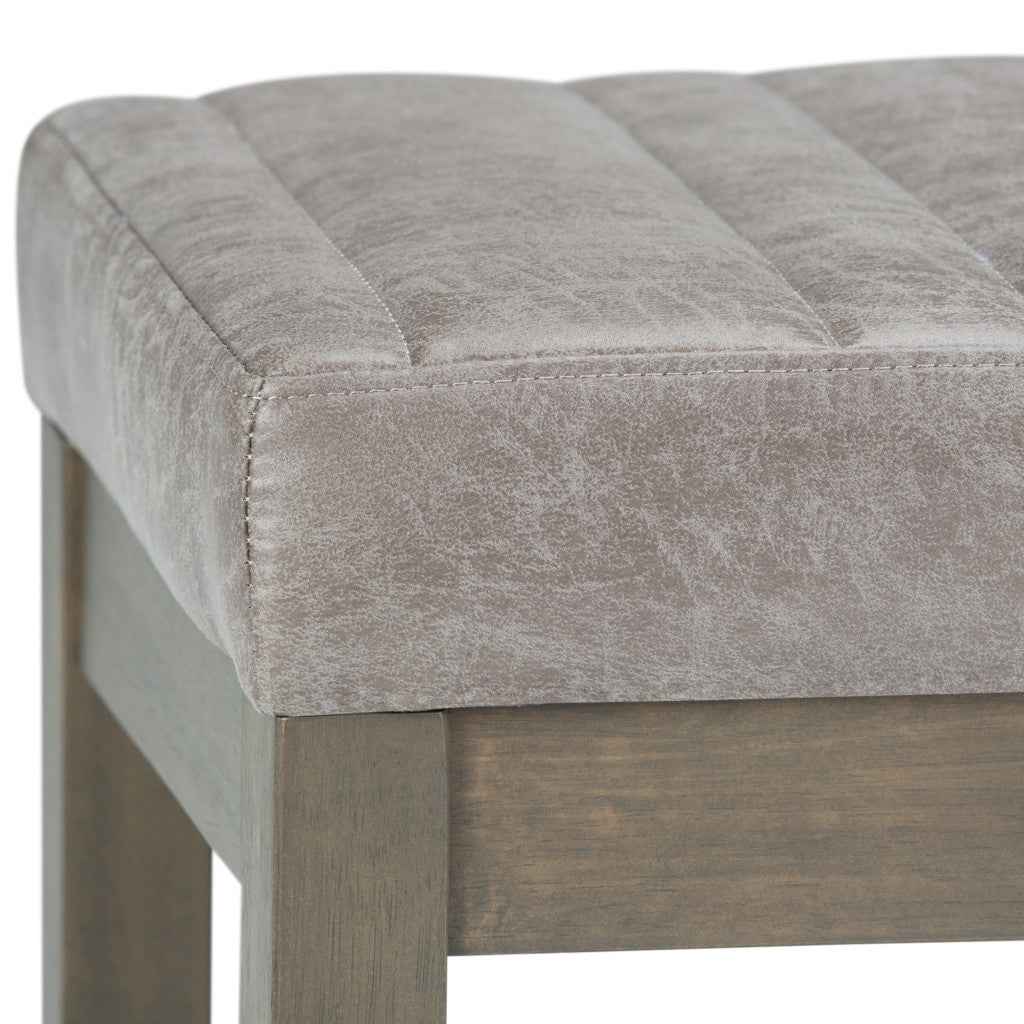 48" Gray and Brown Leather Ottoman