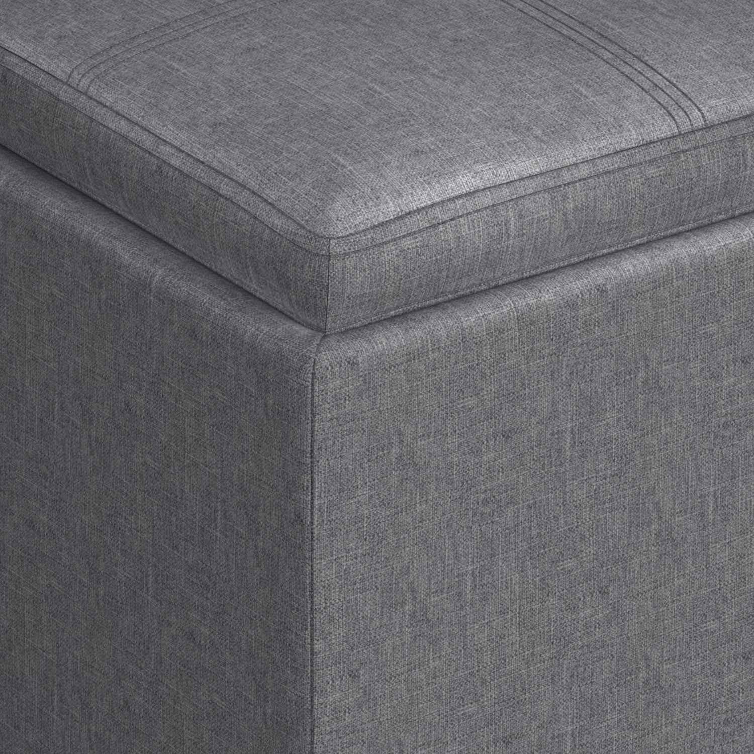 17" Slate Gray Upholstery Storage Ottoman