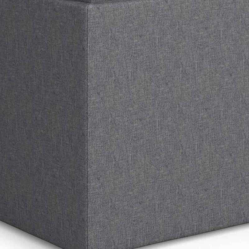 17" Slate Gray Upholstery Storage Ottoman