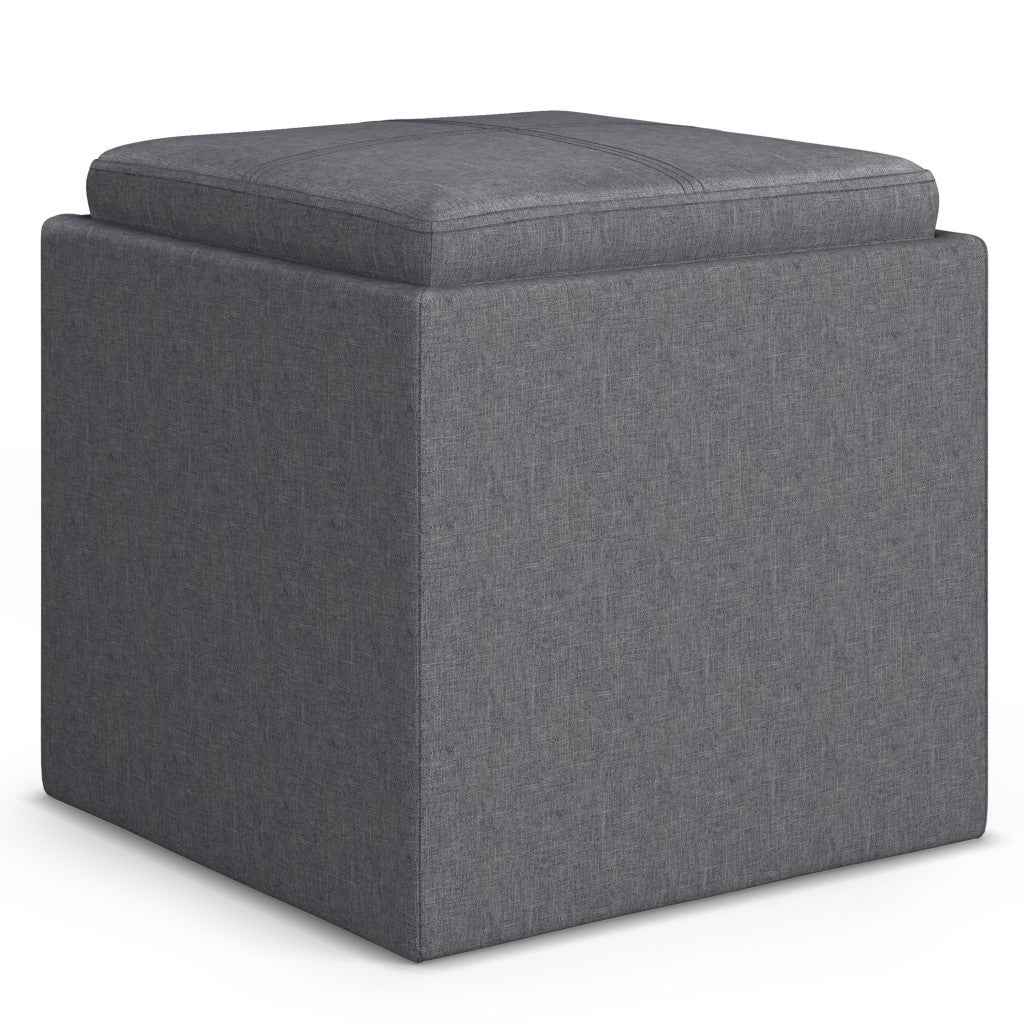 17" Slate Gray Upholstery Storage Ottoman