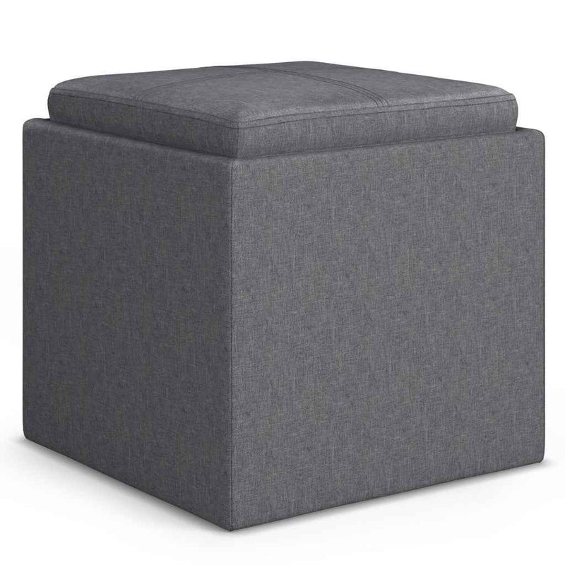 17" Slate Gray Upholstery Storage Ottoman