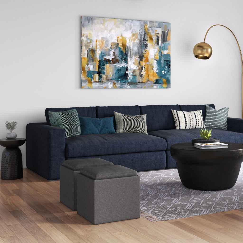 17" Slate Gray Upholstery Storage Ottoman