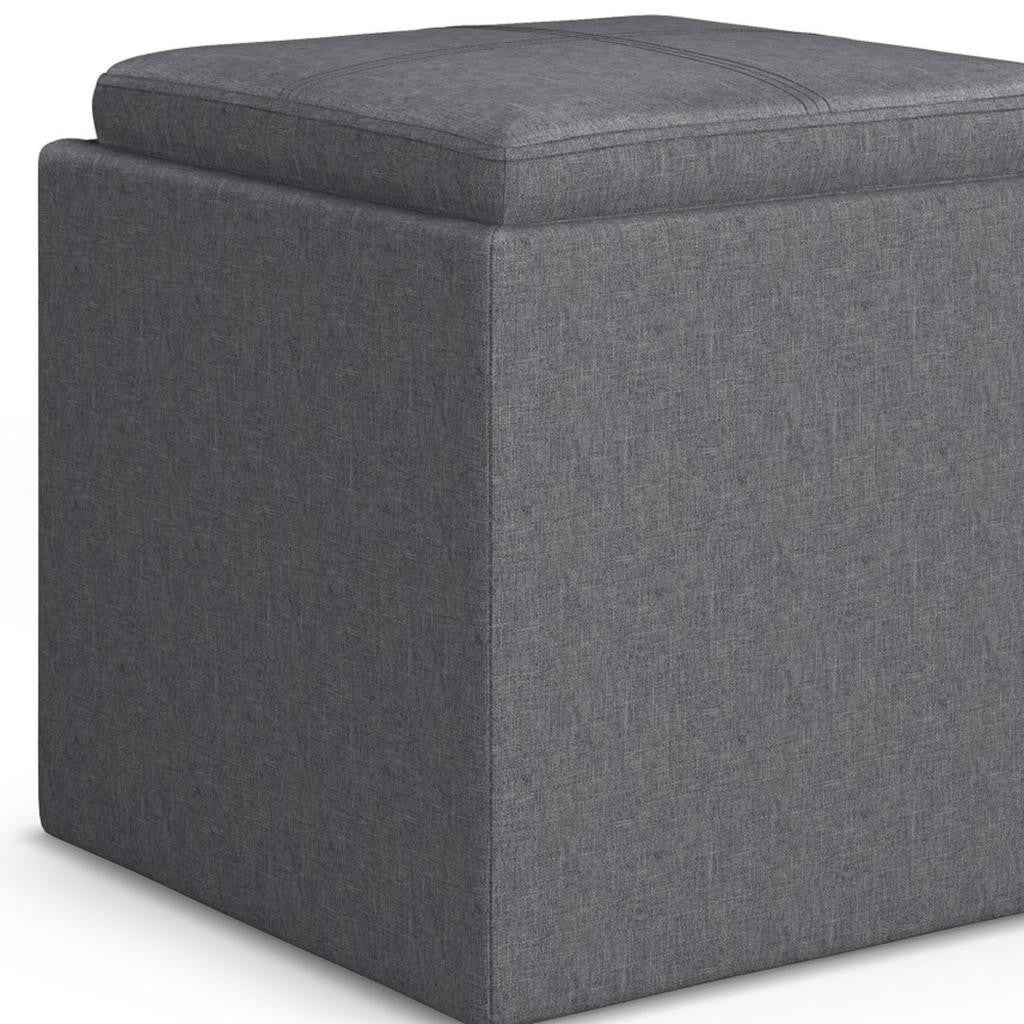 17" Slate Gray Upholstery Storage Ottoman