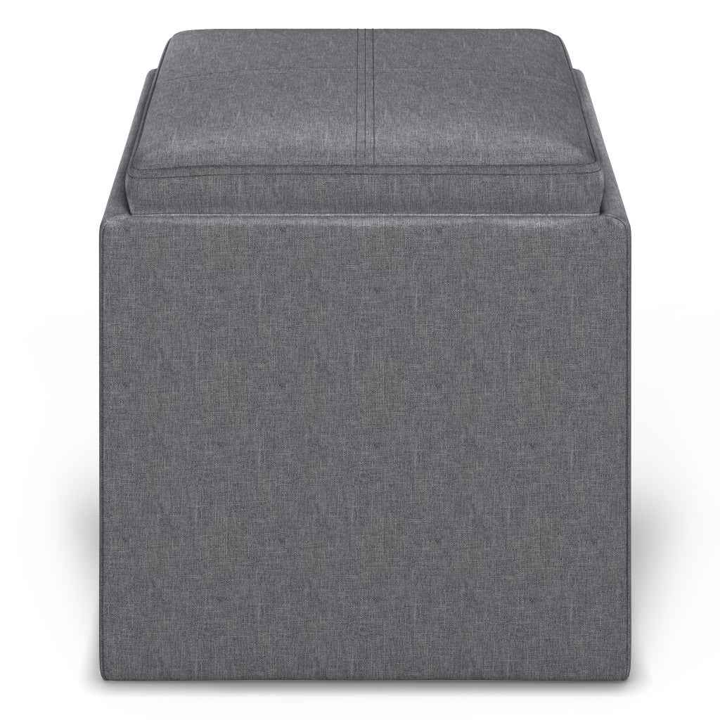17" Slate Gray Upholstery Storage Ottoman