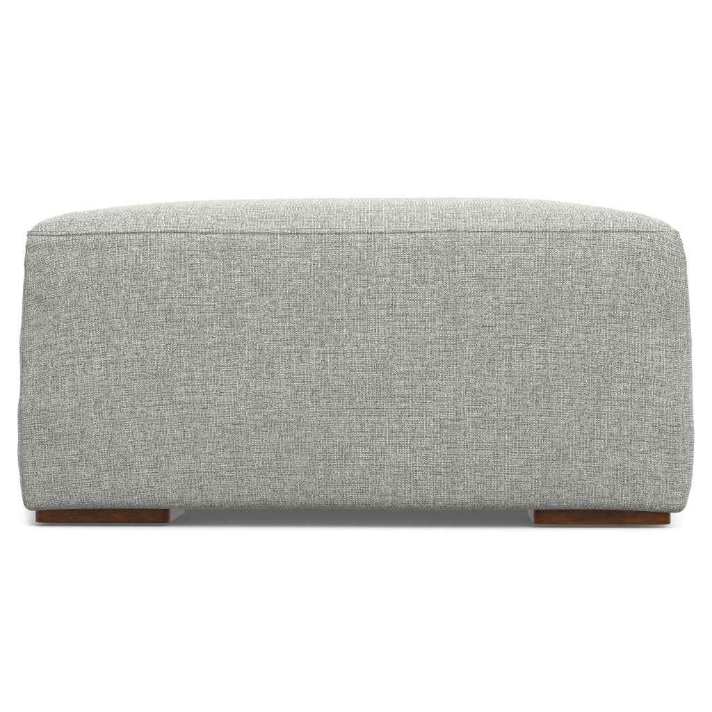 34" Gray and Brown Fabric Ottoman