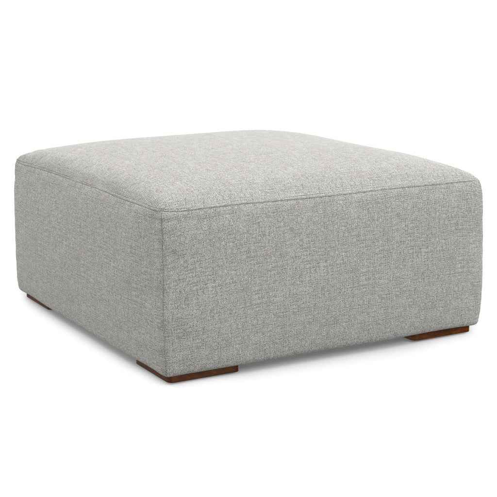 34" Gray and Brown Fabric Ottoman