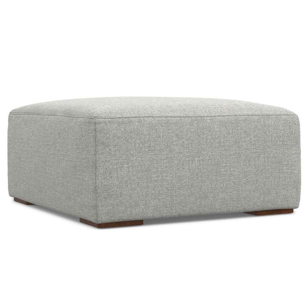 34" Gray and Brown Fabric Ottoman