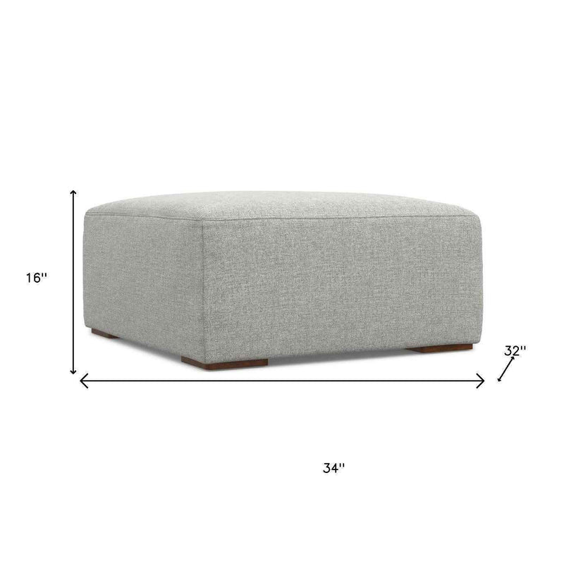 34" Gray and Brown Fabric Ottoman