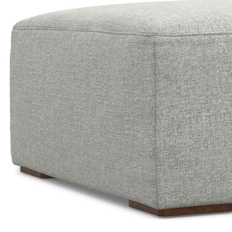 34" Gray and Brown Fabric Ottoman