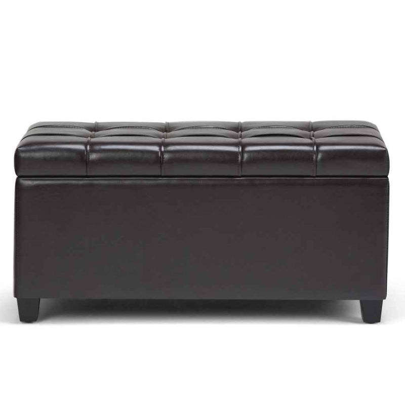 33" Espresso and Brown Upholstery Storage Ottoman