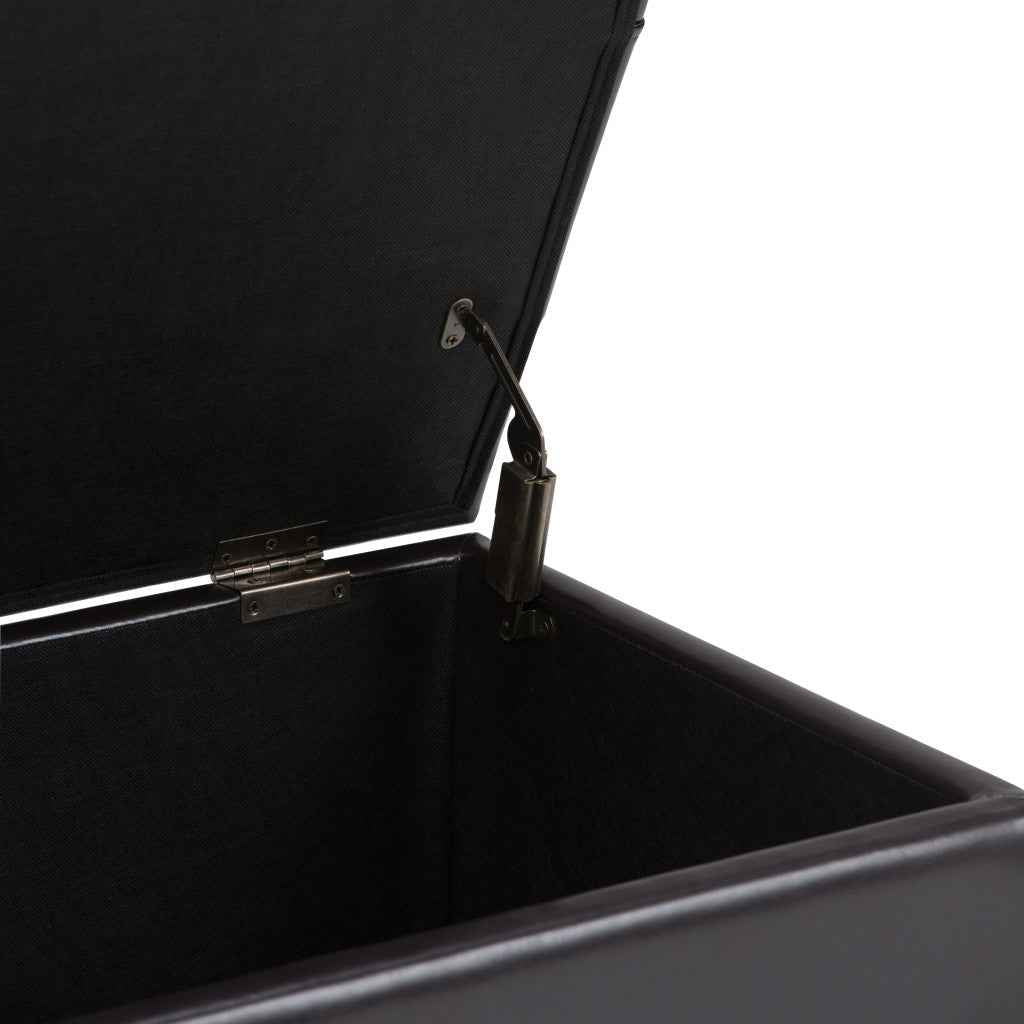 33" Espresso and Brown Upholstery Storage Ottoman