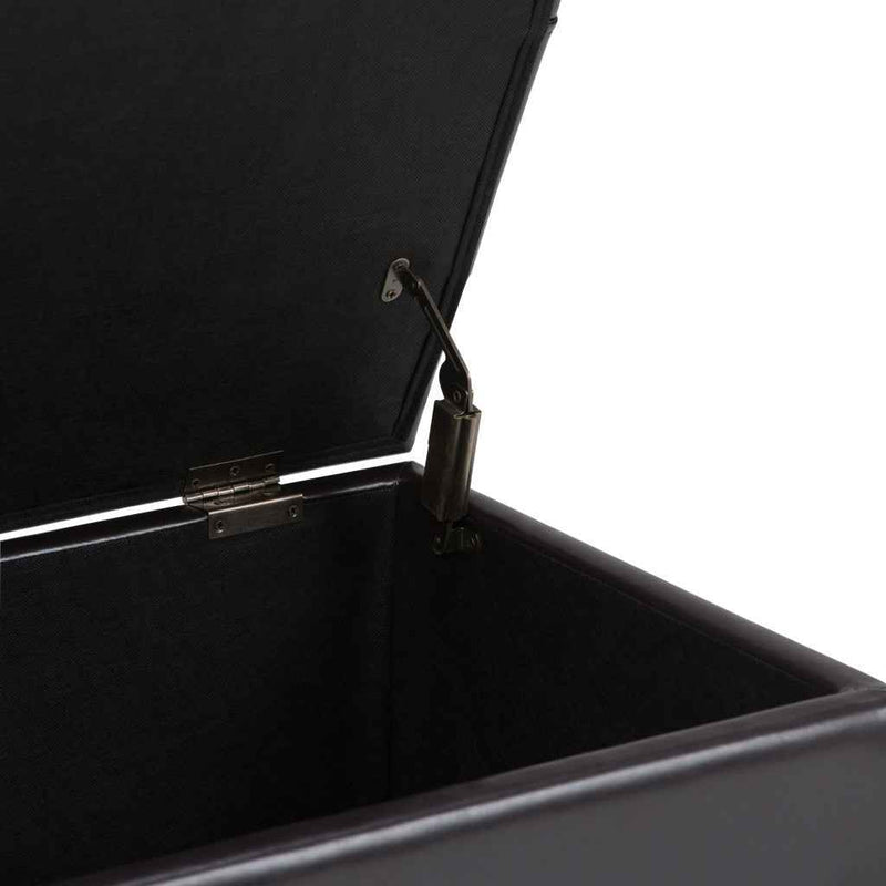 33" Espresso and Brown Upholstery Storage Ottoman