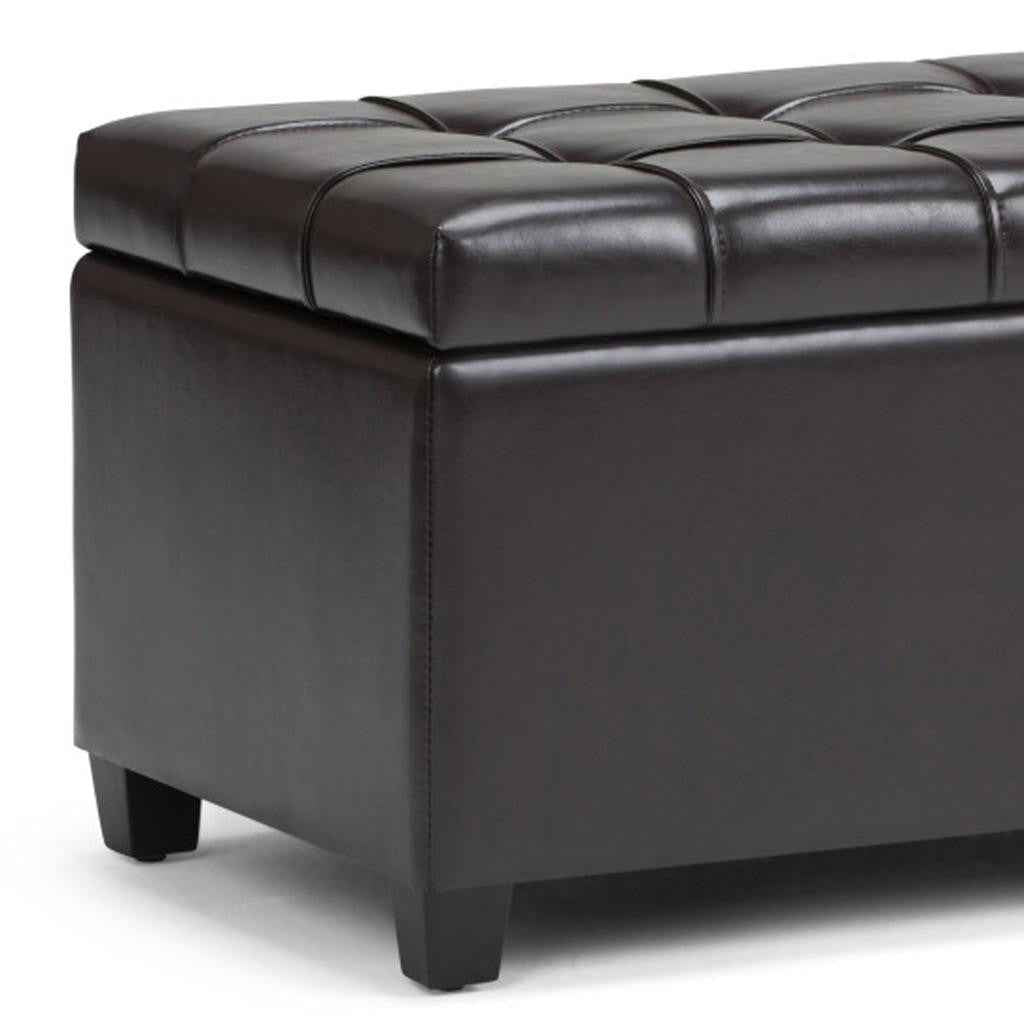 33" Espresso and Brown Upholstery Storage Ottoman