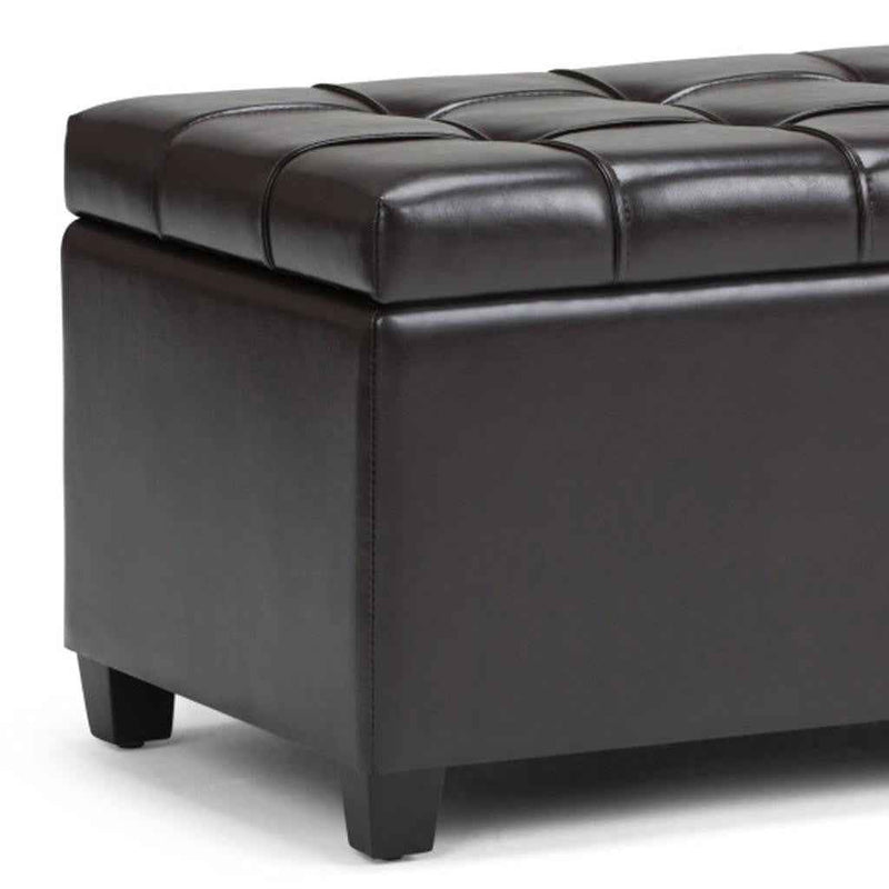 33" Espresso and Brown Upholstery Storage Ottoman