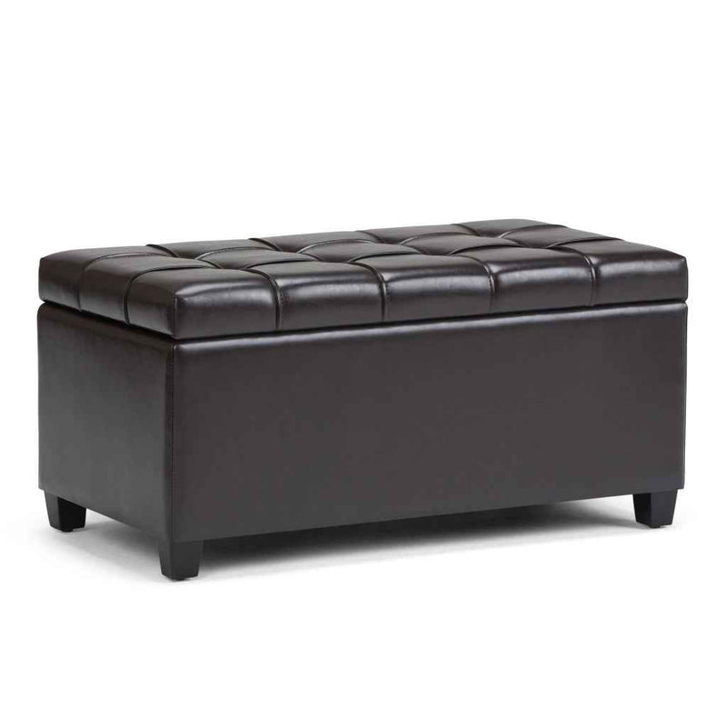 33" Espresso and Brown Upholstery Storage Ottoman