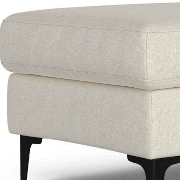 48" Cream and Black Fabric Ottoman