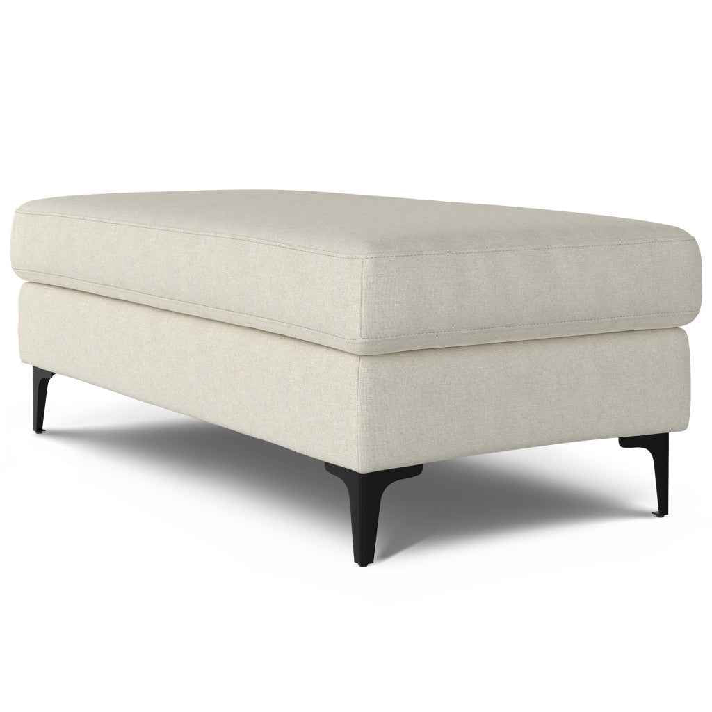 48" Cream and Black Fabric Ottoman