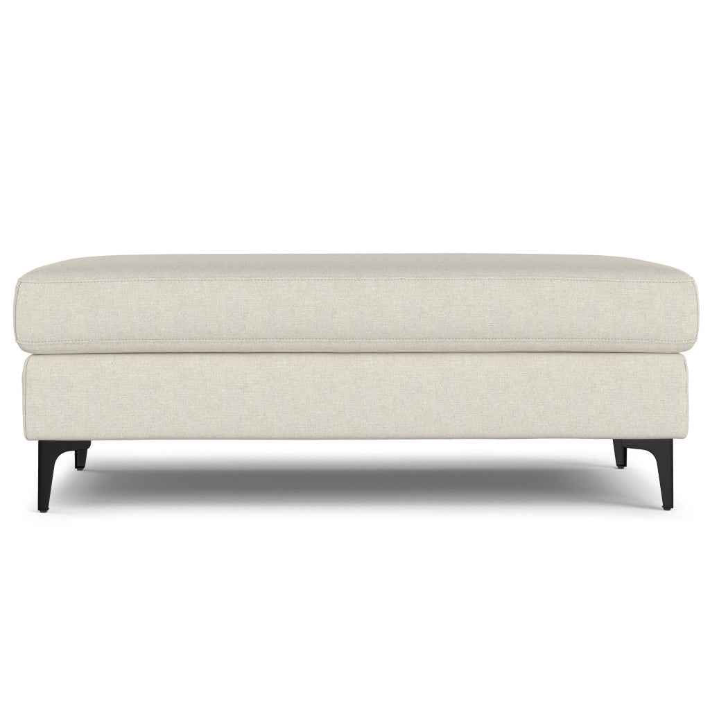 48" Cream and Black Fabric Ottoman