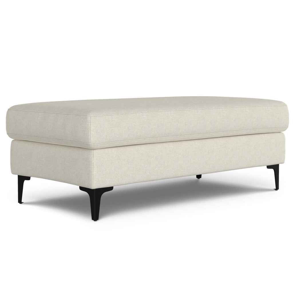 48" Cream and Black Fabric Ottoman