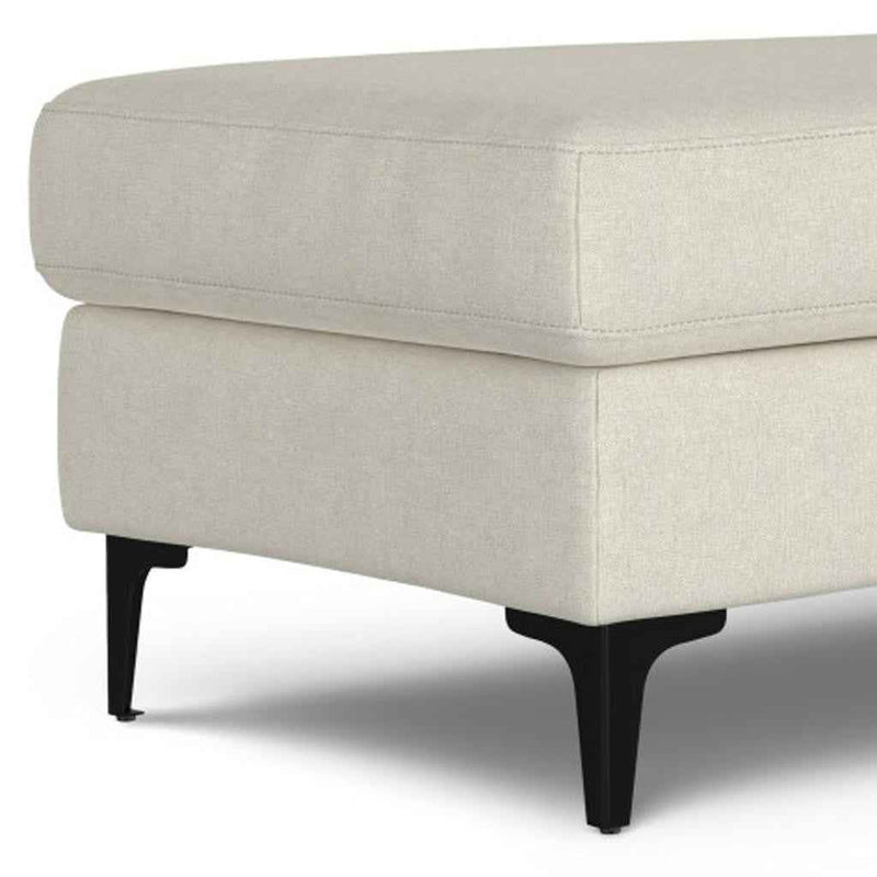 48" Cream and Black Fabric Ottoman