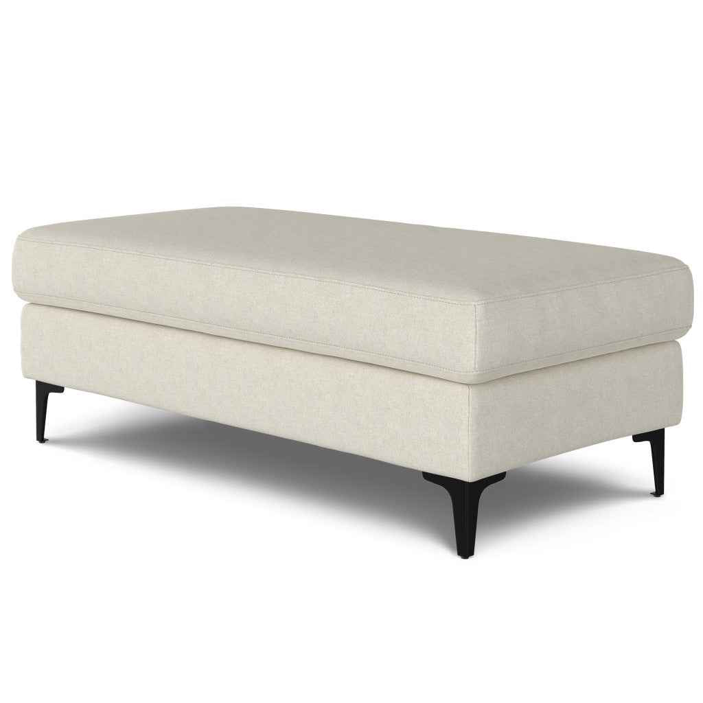 48" Cream and Black Fabric Ottoman