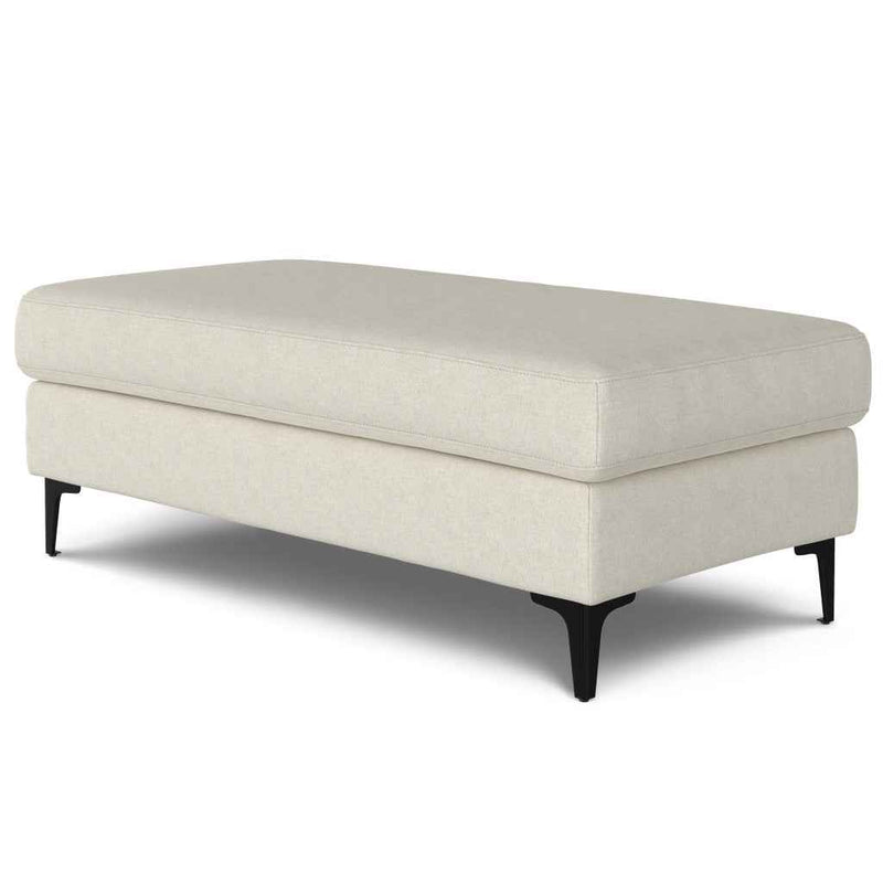 48" Cream and Black Fabric Ottoman