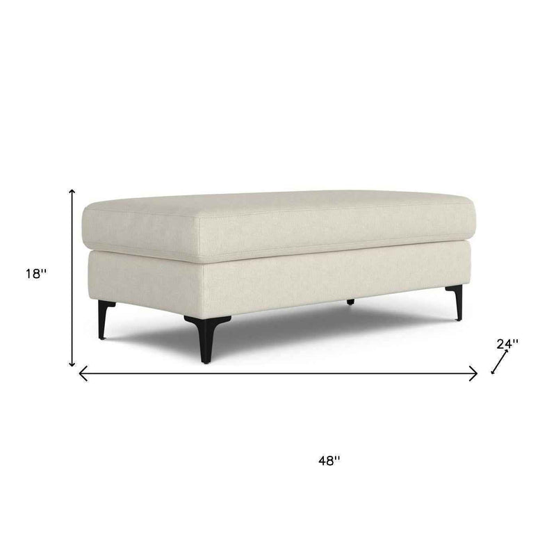 48" Cream and Black Fabric Ottoman