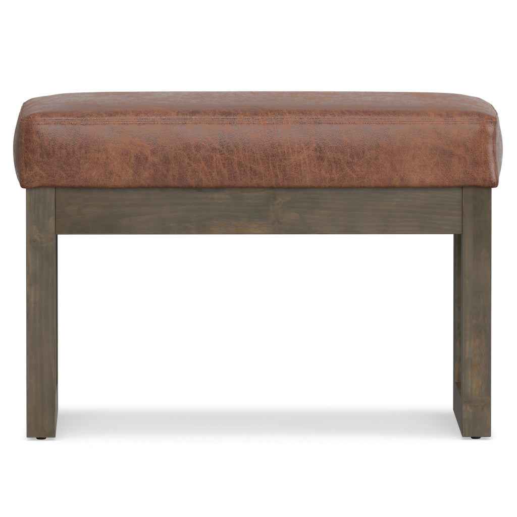 27" Brown Leather Footstool