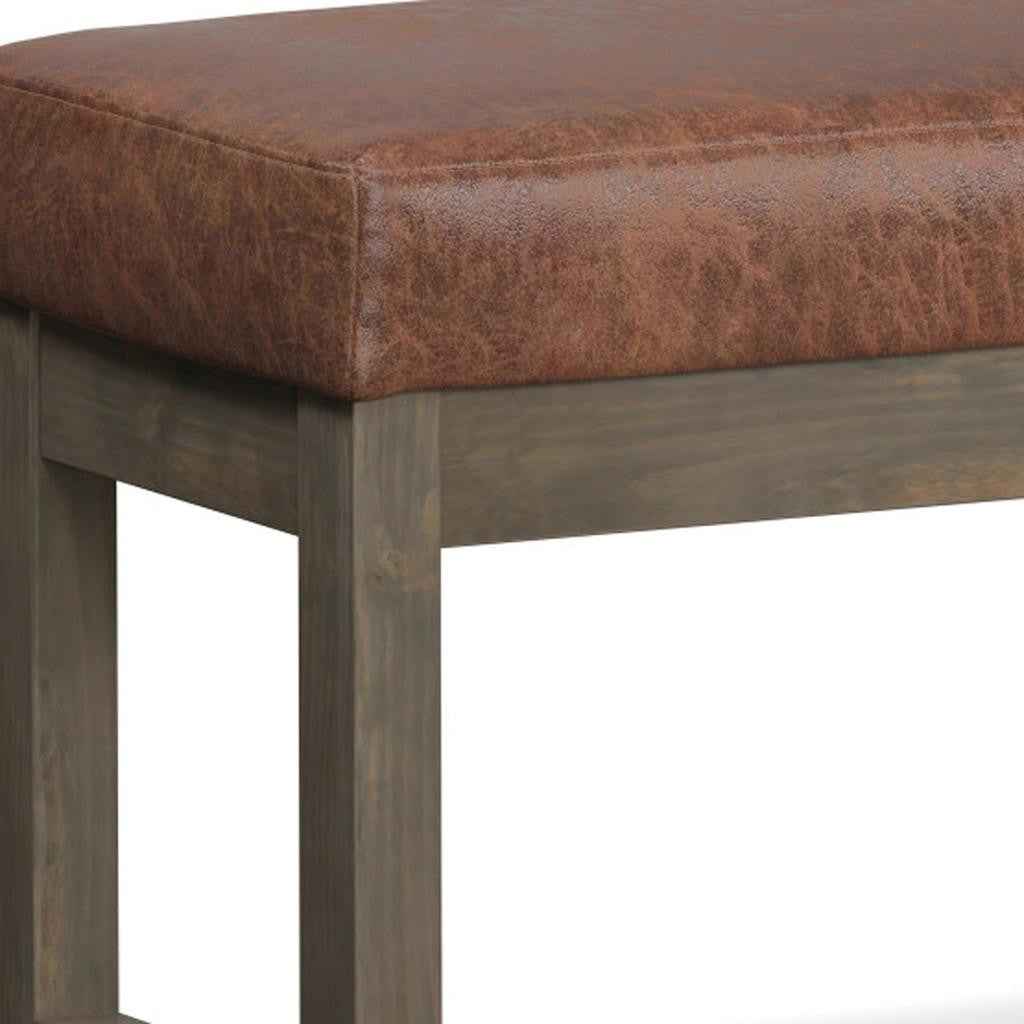 27" Brown Leather Footstool