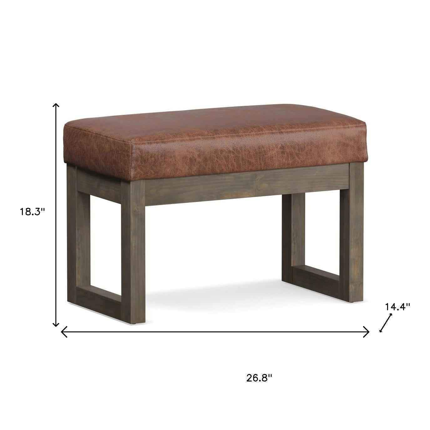 27" Brown Leather Footstool