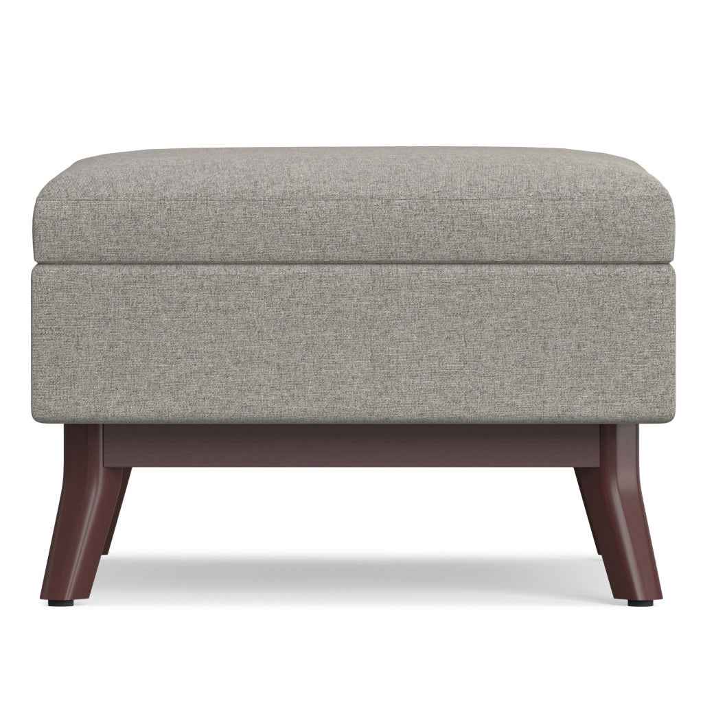 34" Gray and Brown Fabric Cocktail Ottoman With Storage