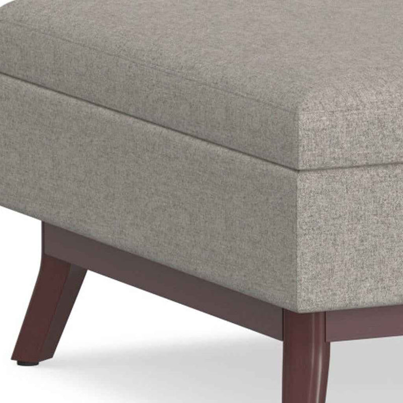 34" Gray and Brown Fabric Cocktail Ottoman With Storage