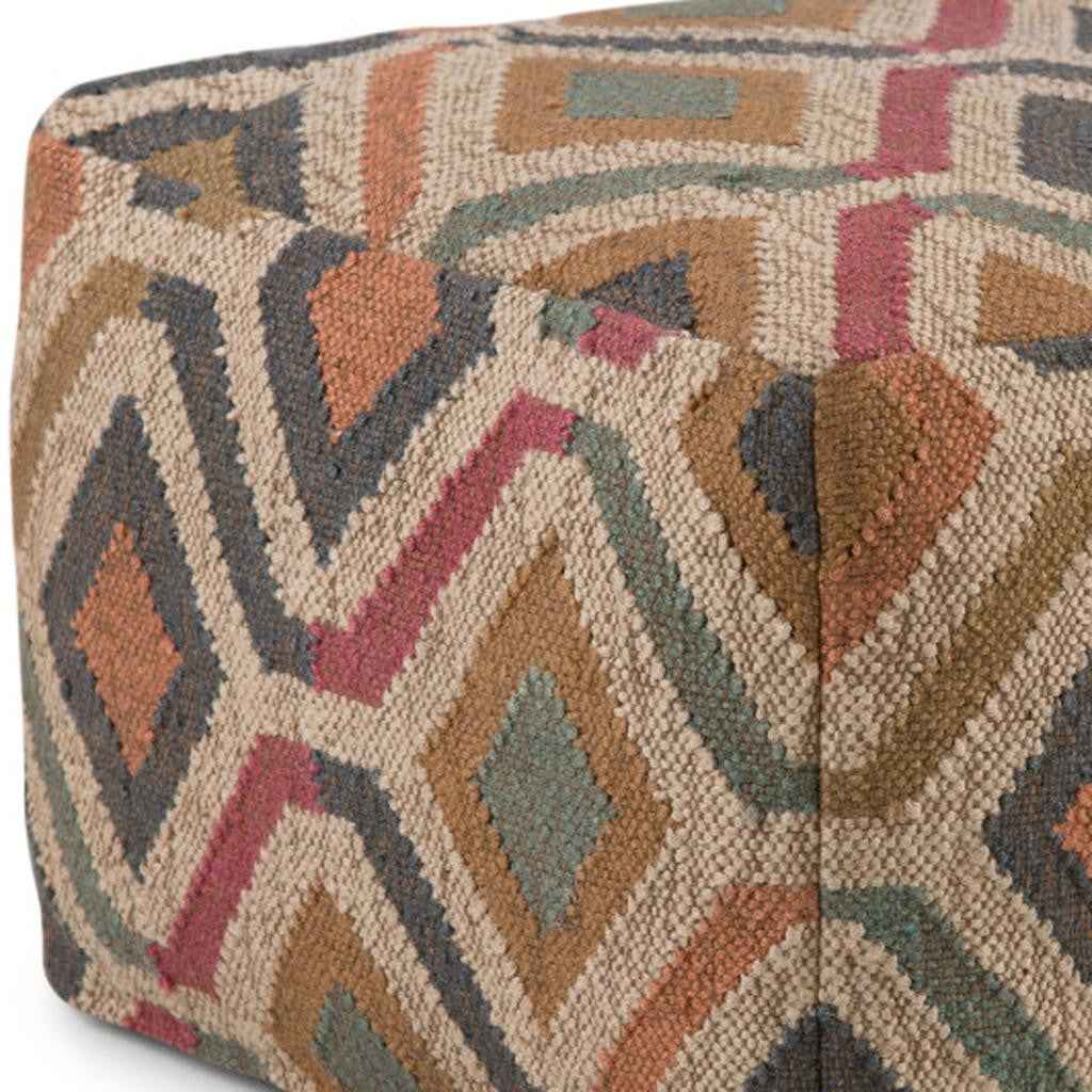 20" Blue Jute Pouf Ottoman