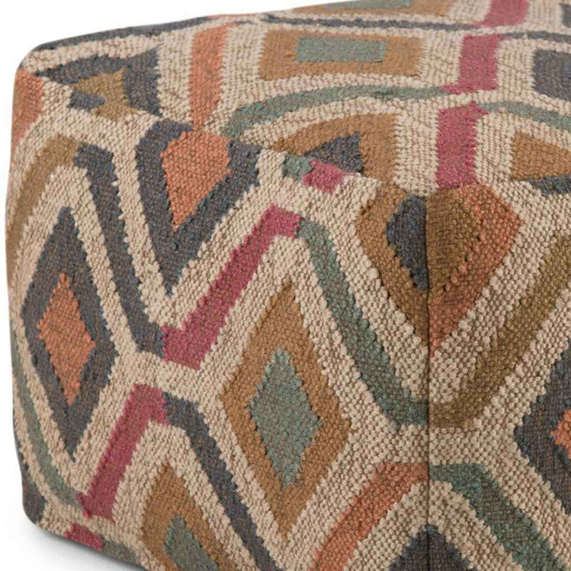 20" Blue Jute Pouf Ottoman