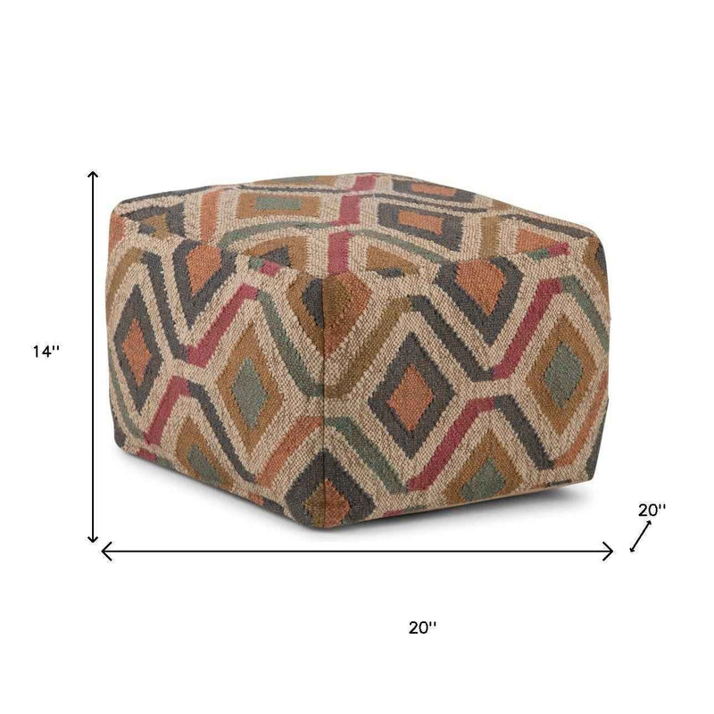 20" Blue Jute Pouf Ottoman