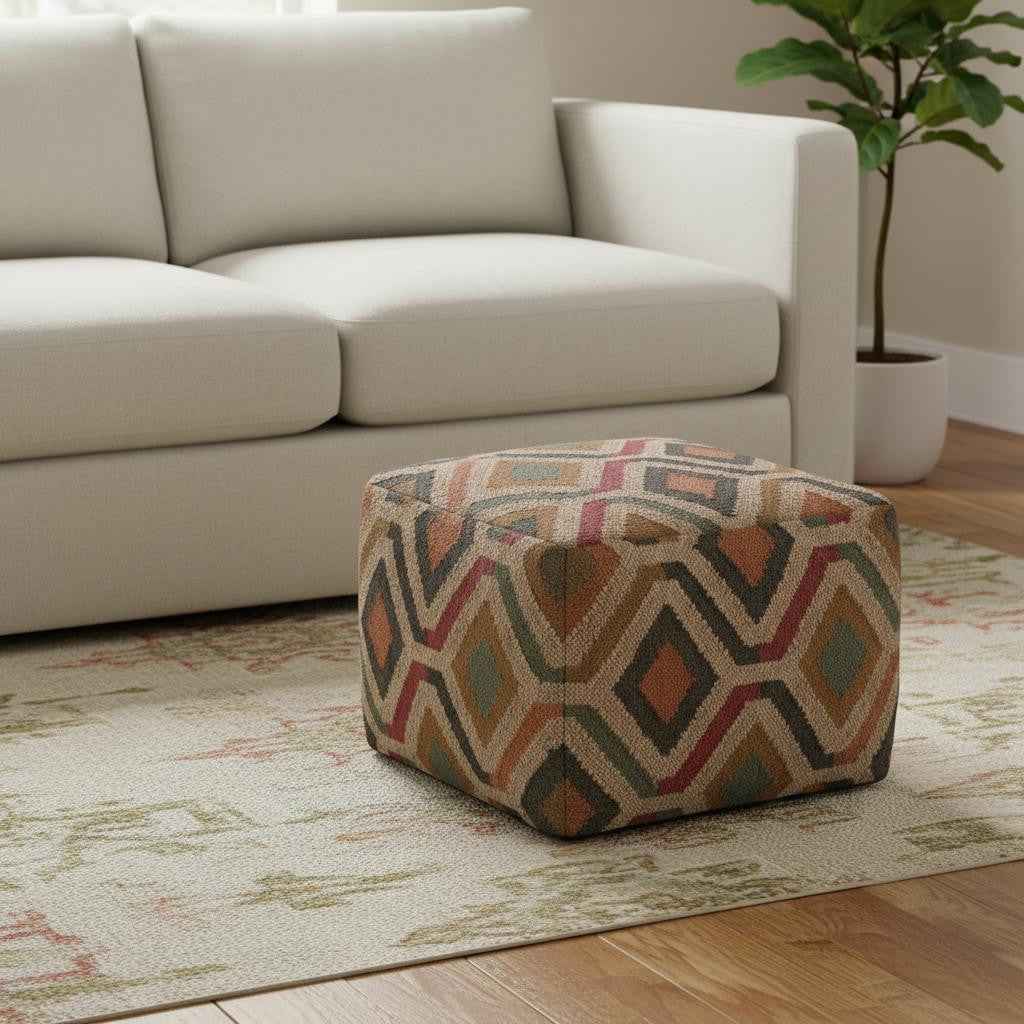 20" Blue Jute Pouf Ottoman