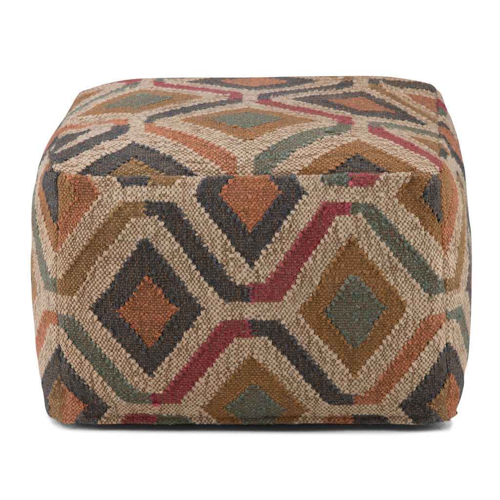 20" Blue Jute Pouf Ottoman