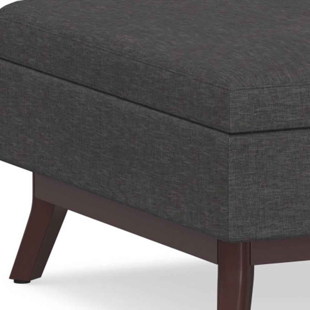 34" Gray and Brown Fabric Cocktail Ottoman With Storage